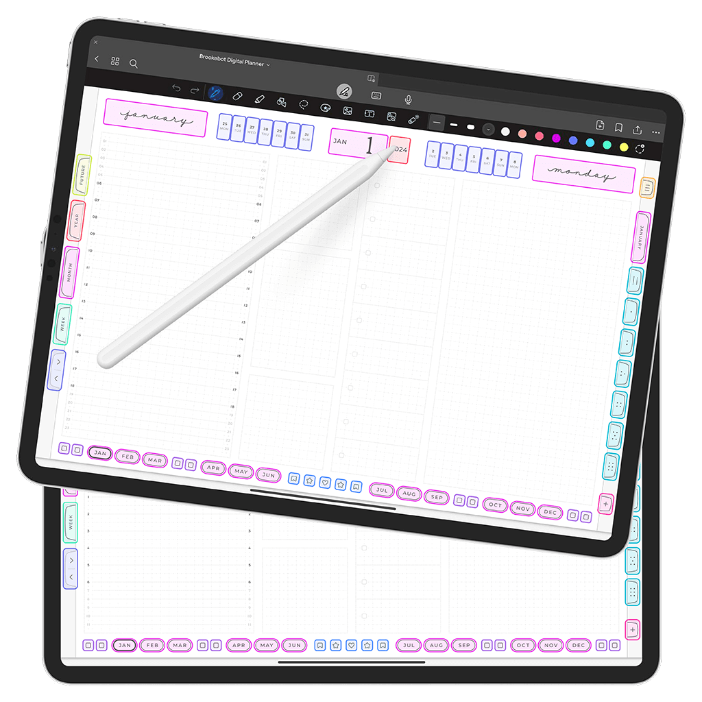 Jan 2024 Dec 2024 Daily D Links Digital Planner iPad Goodnotes Calendar