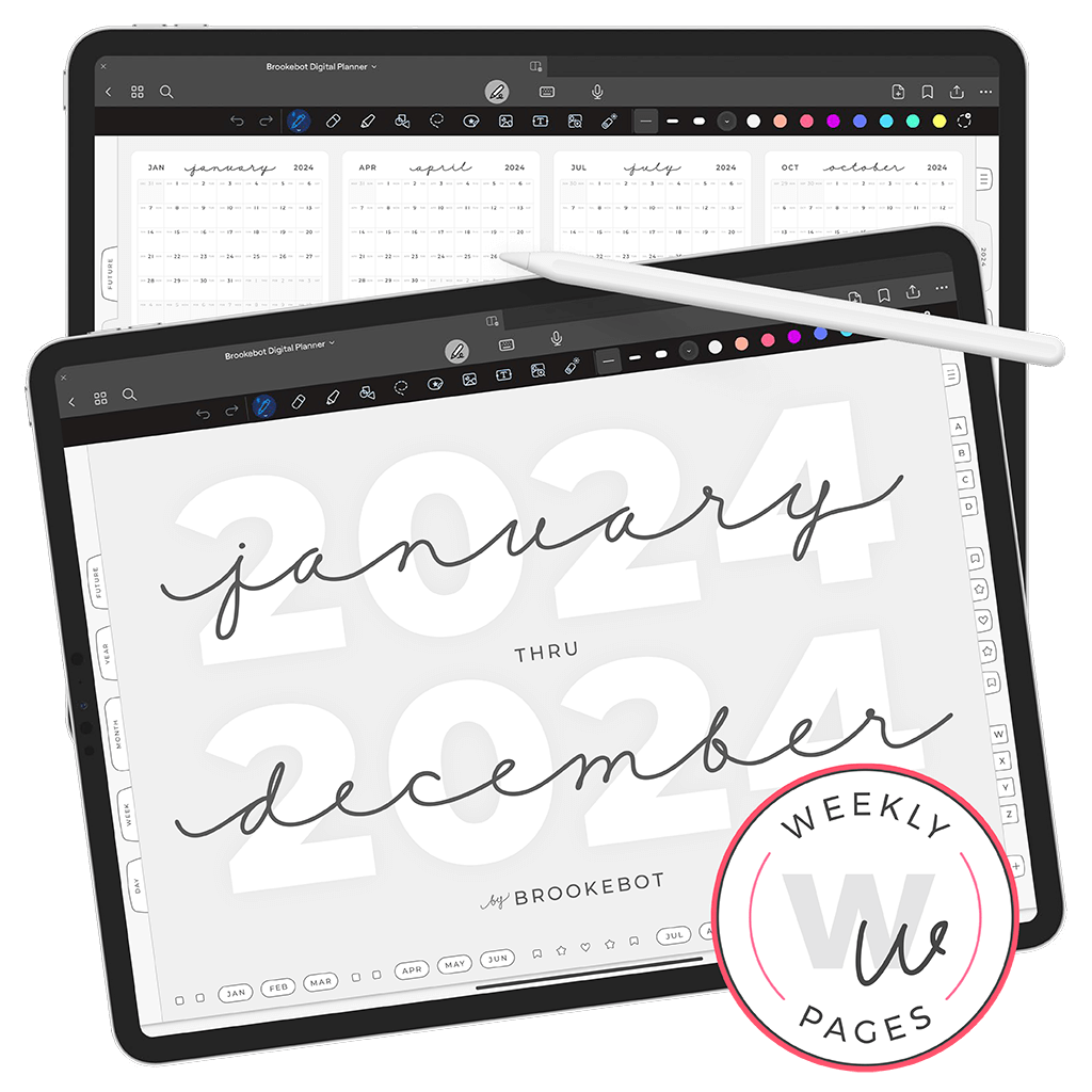 January December 2024 W Brookebot Digital Planner iPad Goodnotes