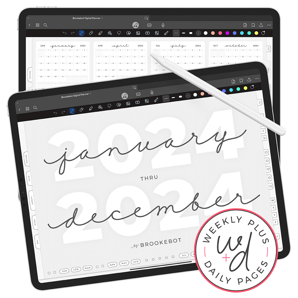 January December 2024 WD Brookebot Digital Planner iPad Goodnotes