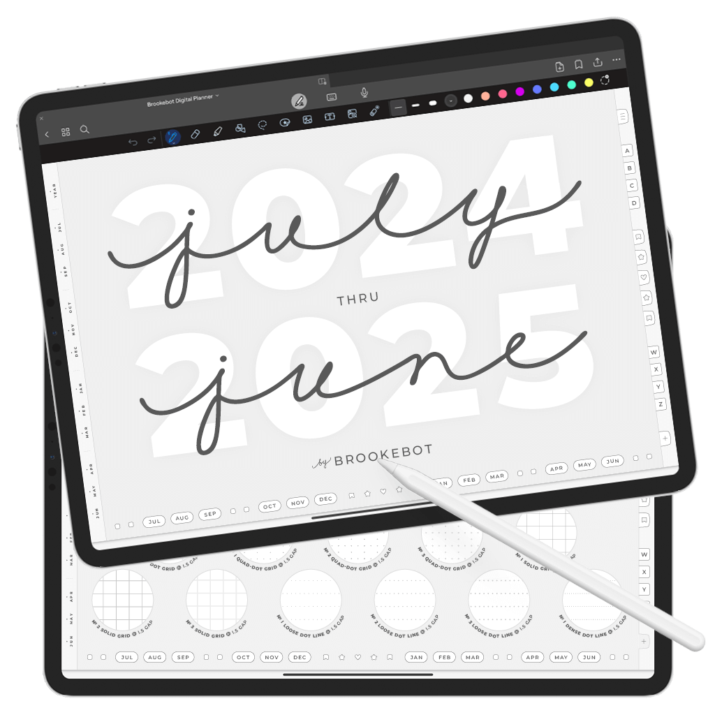 Jul 2024 Jun 2025 Front Cover Paper Index Digital Planner iPad Goodnotes Calendar