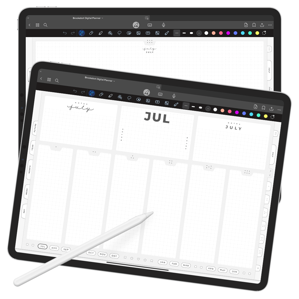 Jul 2024 Jun 2025 Month Tab Digital Planner iPad Goodnotes Calendar