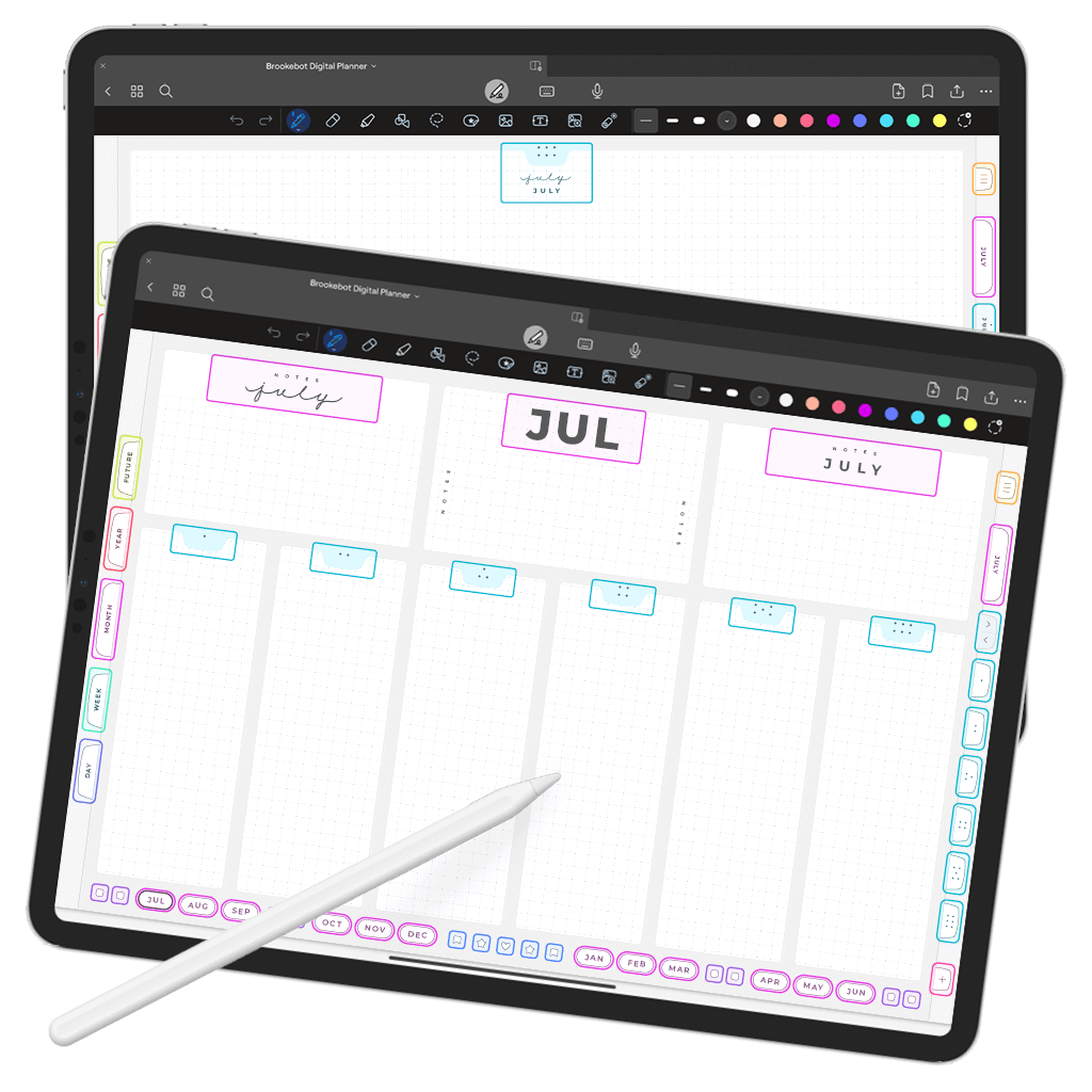 Jul 2024 Jun 2025 Month Tab Links Digital Planner iPad Goodnotes Calendar