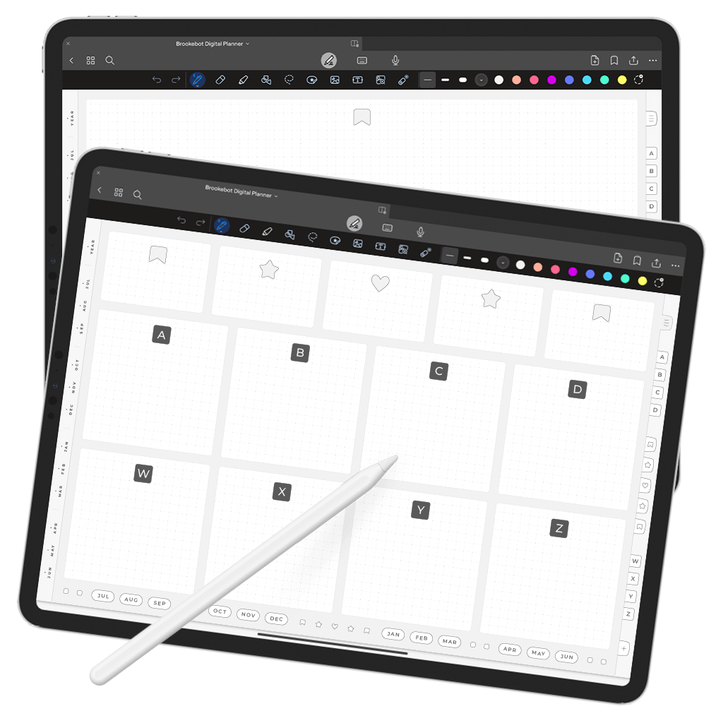 Jul 2024 Jun 2025 Nav Bar Index Digital Planner iPad Goodnotes Calendar