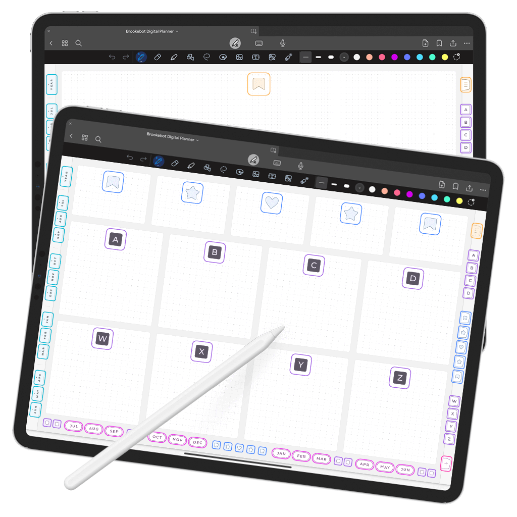 Jul 2024 Jun 2025 Nav Bar Index Links Digital Planner iPad Goodnotes Calendar