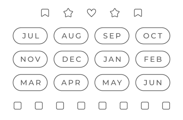 Jul 2024 Jun 2025 Navigation Bar Months Bookmarks Sections Digital Planner iPad Goodnotes Calendar