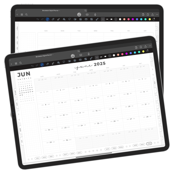 Jul 2024 Jun 2025 Undated Bonus Monthly Calendar Digital Planner iPad Goodnotes Calendar