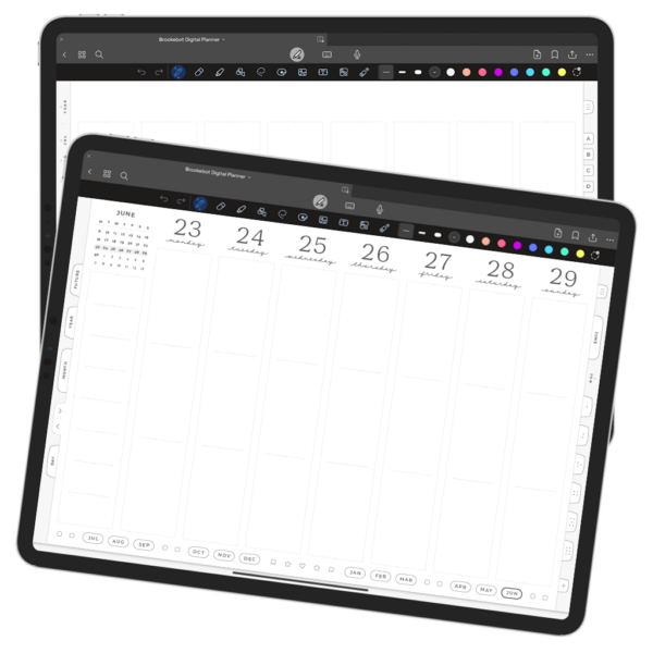 Jul 2024 Jun 2025 Undated Bonus Weekly Digital Planner iPad Goodnotes Calendar