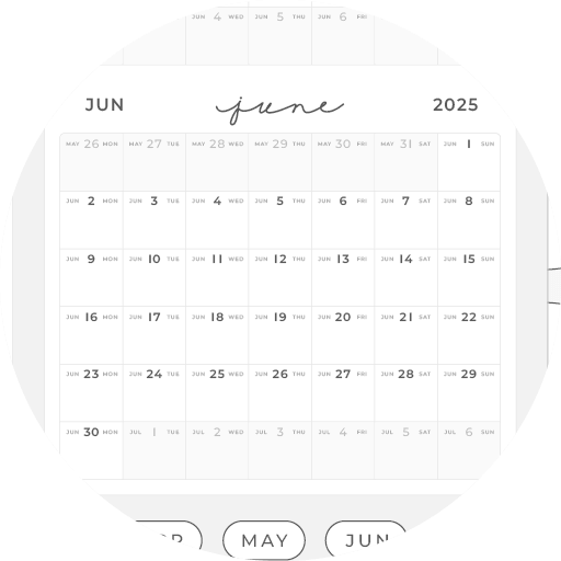 Jul 2024 Jun 2025 Zoom Mon Yearly Calendar Digital Planner iPad Goodnotes Calendar